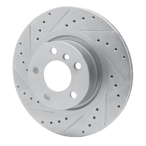 BMW X3 Brake Rotor (1) - Rear Left - R1 Concepts - Drilled & Slotted - Silver - `11-`18